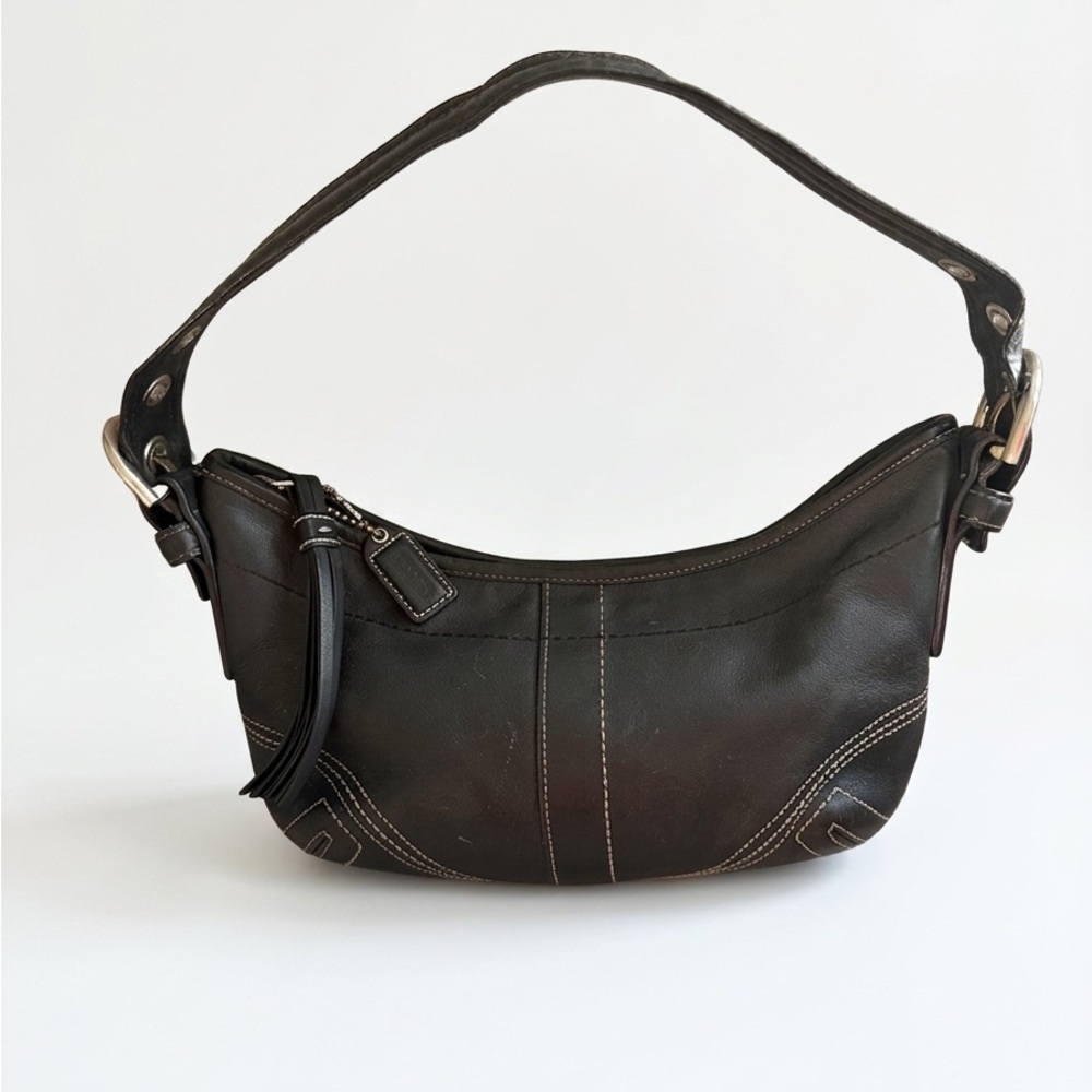 Coach Soho Mini Fringe Tassel Leather  Black Hobo Bag Y2K